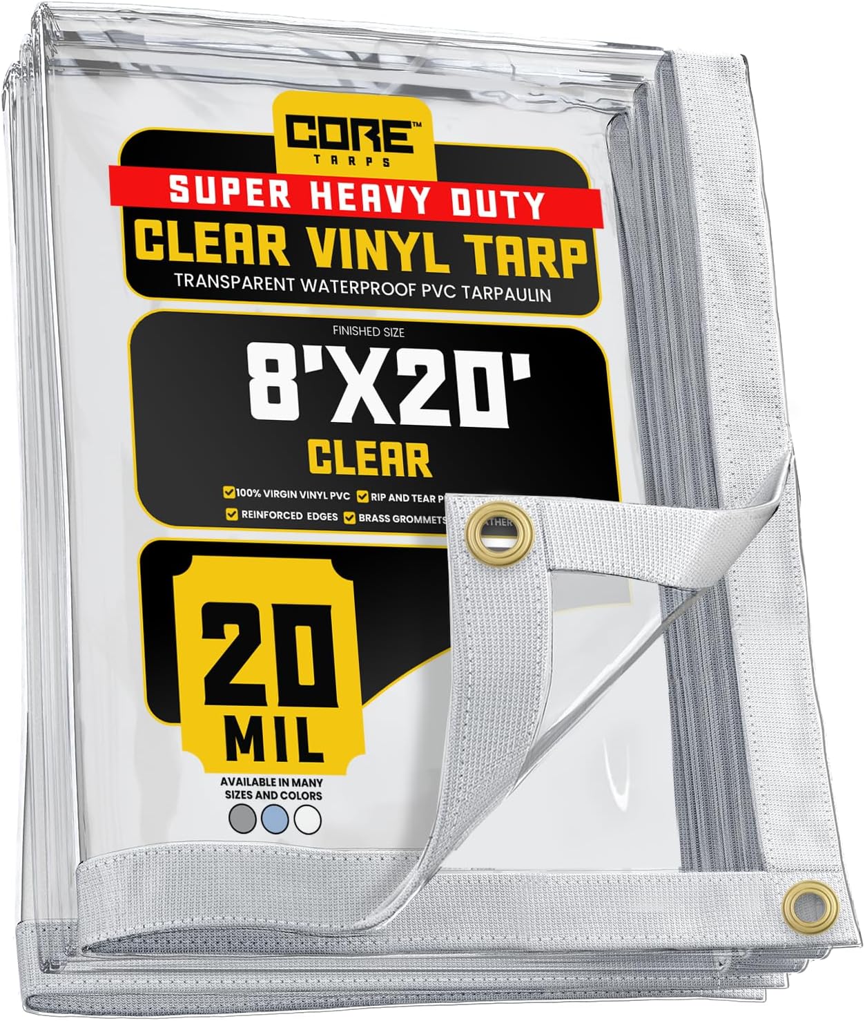 Core Tarps 20 Mil Heavy Duty Clear Tarp for Outdoor Use