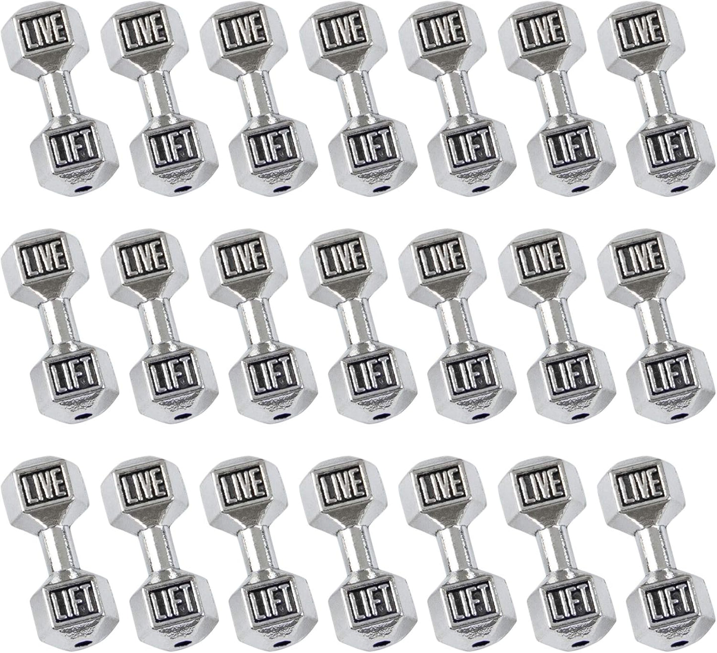 50 Pack Silver Dumbbell Charms - Fitness Inspiration!
