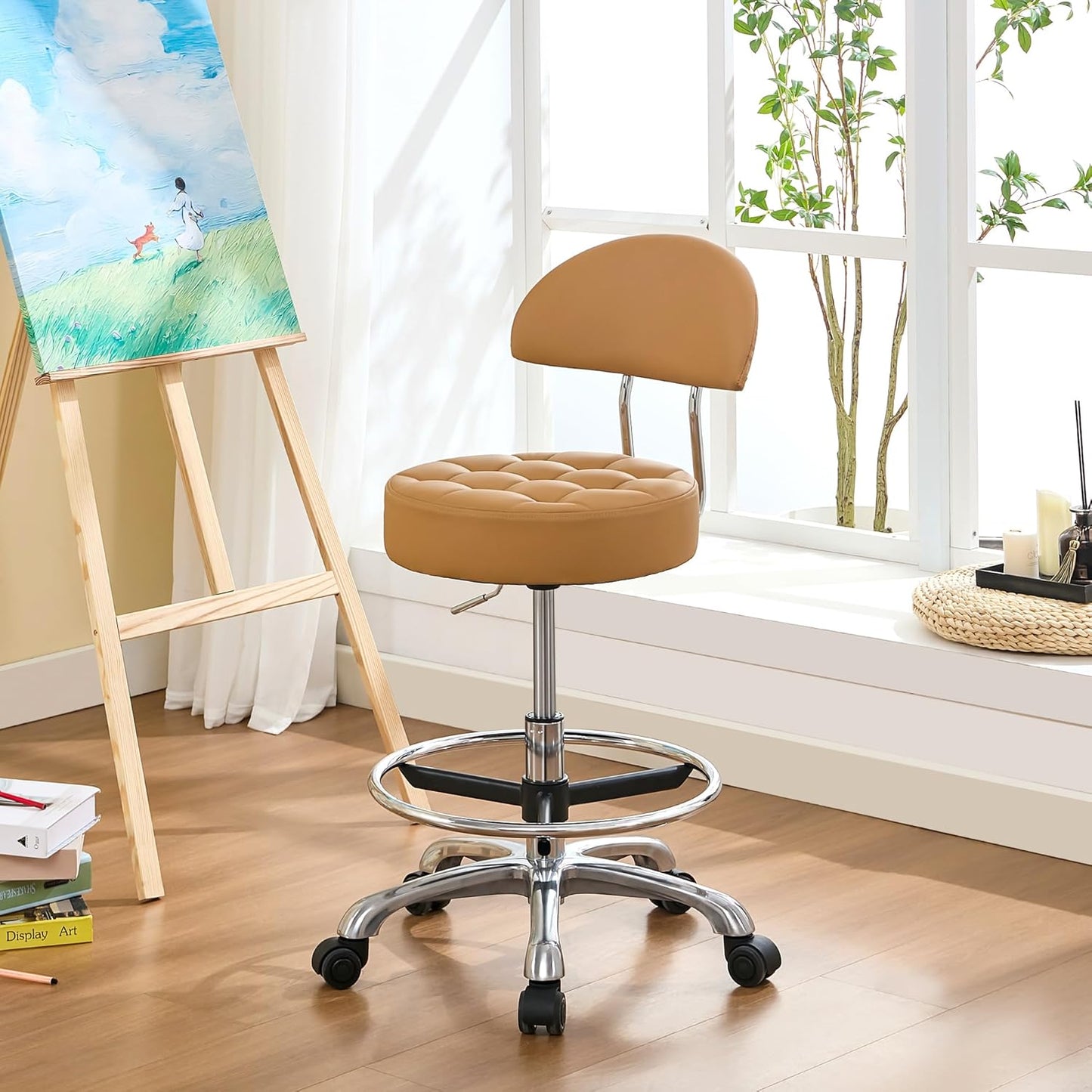 Adjustable Height Rolling Chairs for Desks with Footrest