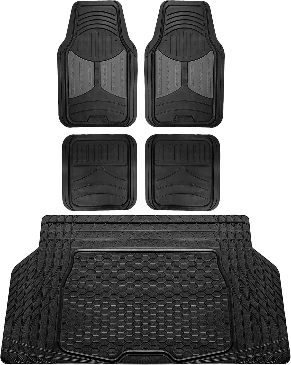 FH Group Monster Eye Full Set Rubber Floor Mats for Vehicles