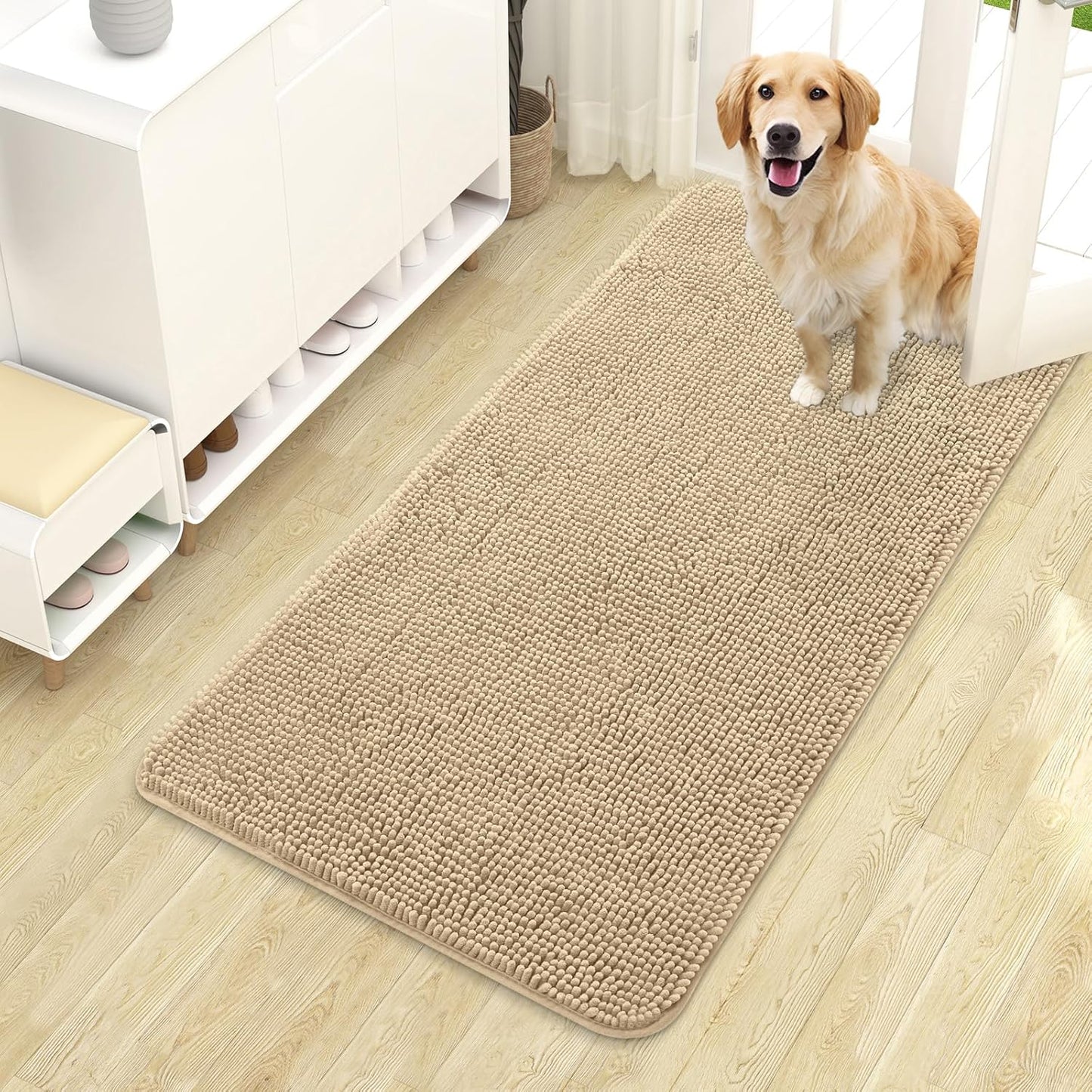 OLANLY Dog Door Mat for Muddy Paws - Absorbent Chenille Mat