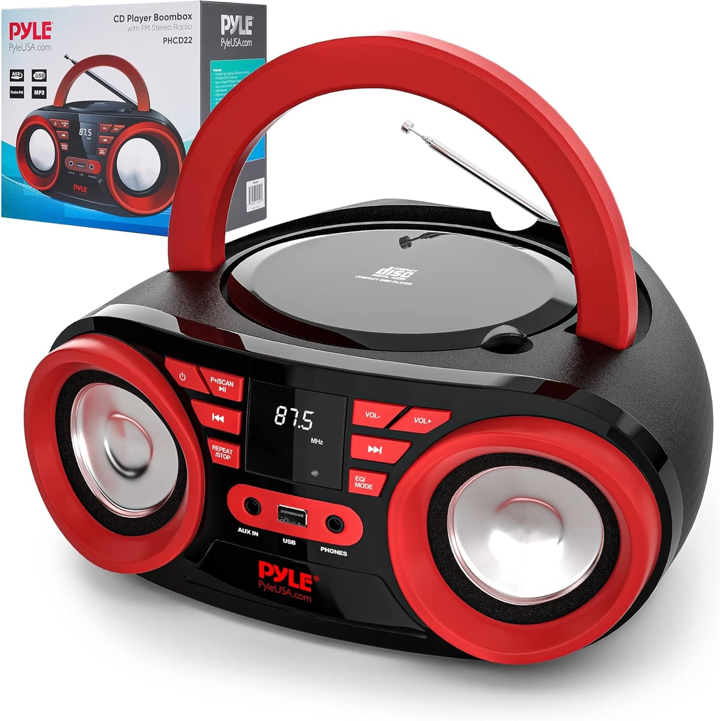 Pyle Portable CD Player with Bluetooth - 50W Max Power