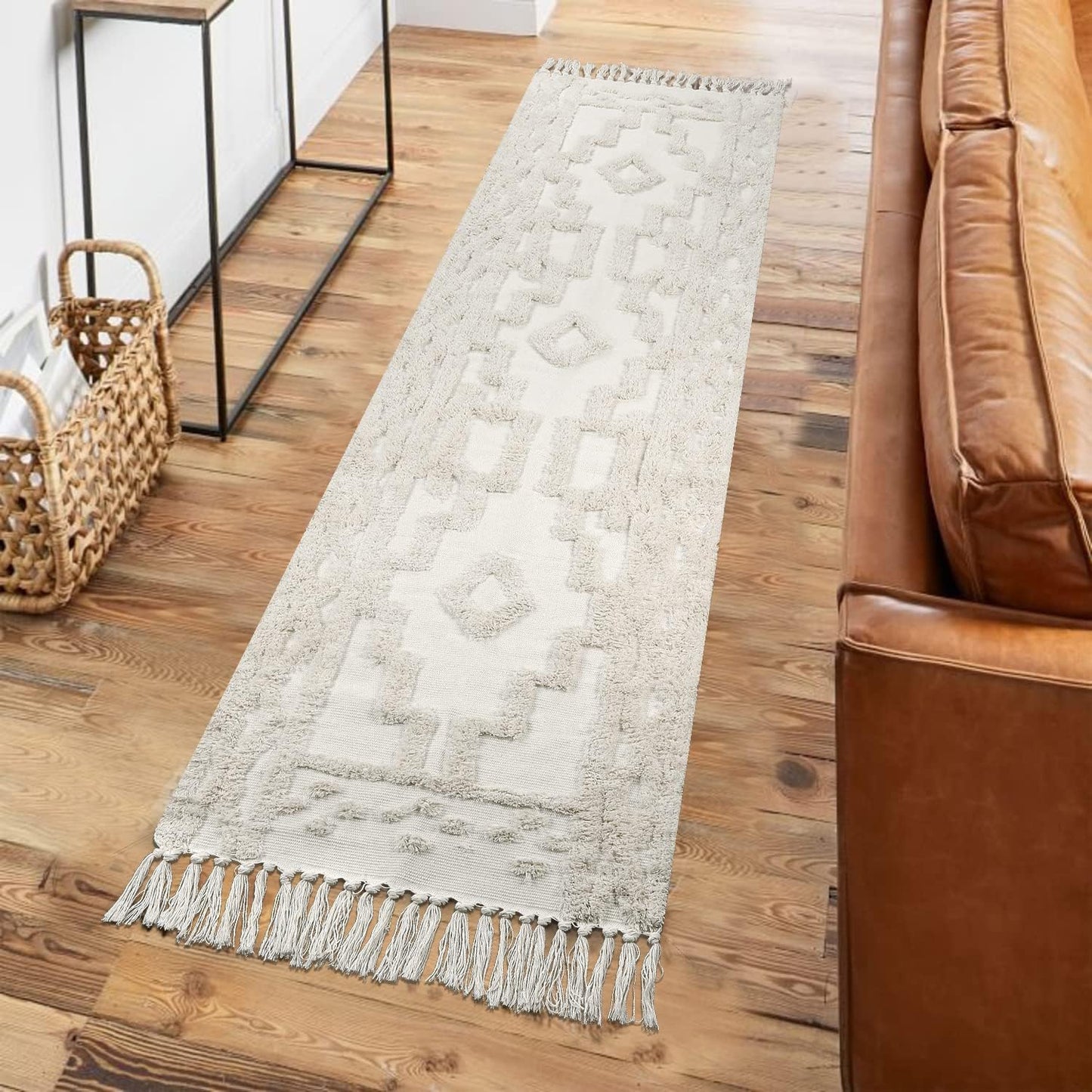 Uphome Boho Runners for Hallways - Washable Cotton Rug