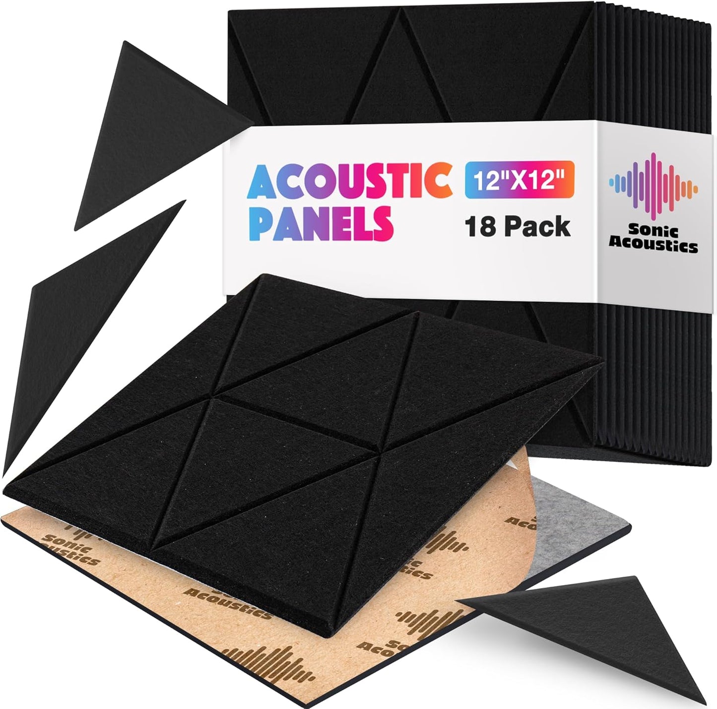 18 Pack Self-Adhesive Acoustic Panels for Sound Absorption