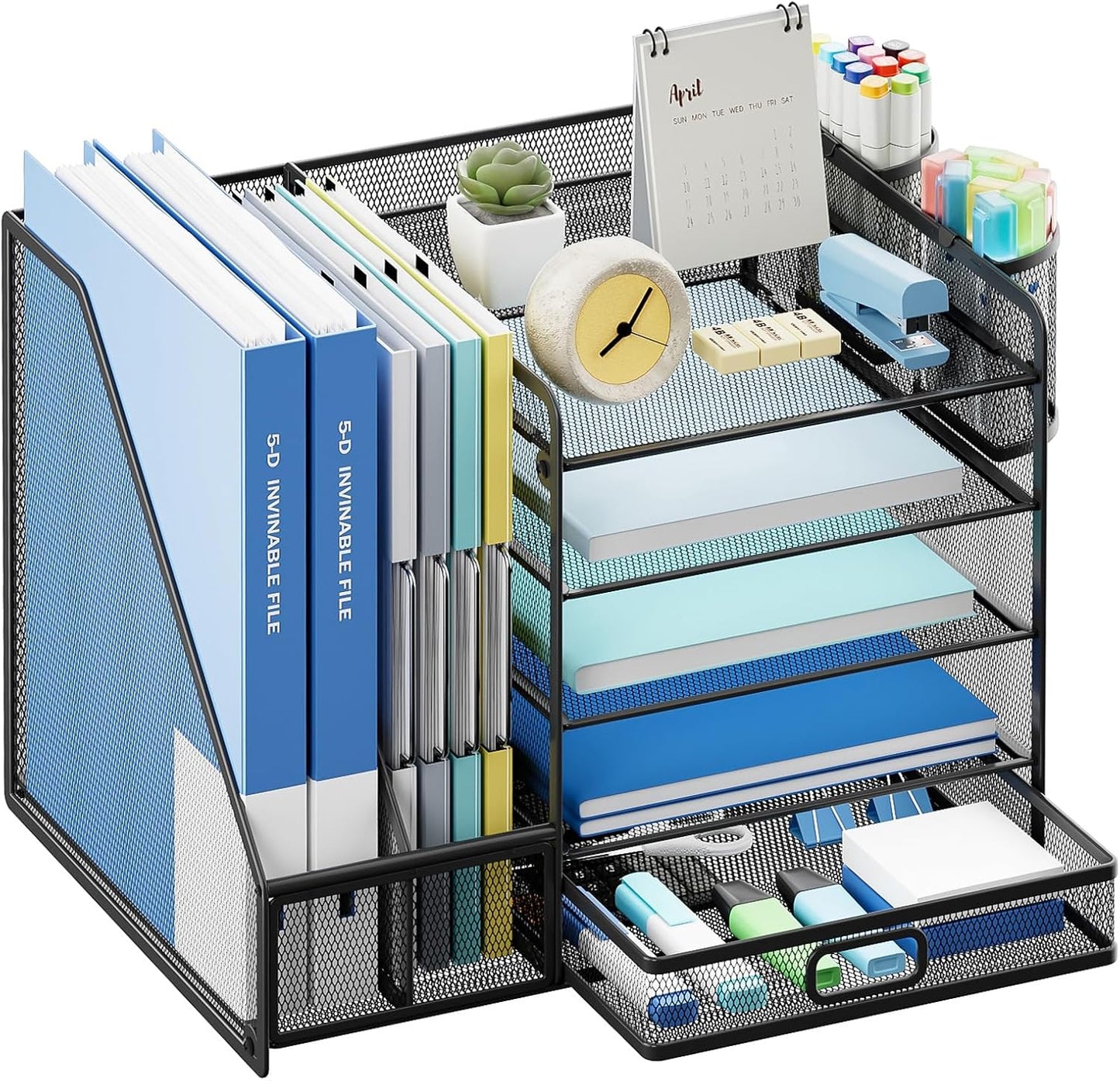 5-Tier Desk Organizer with File Holder for Efficiency