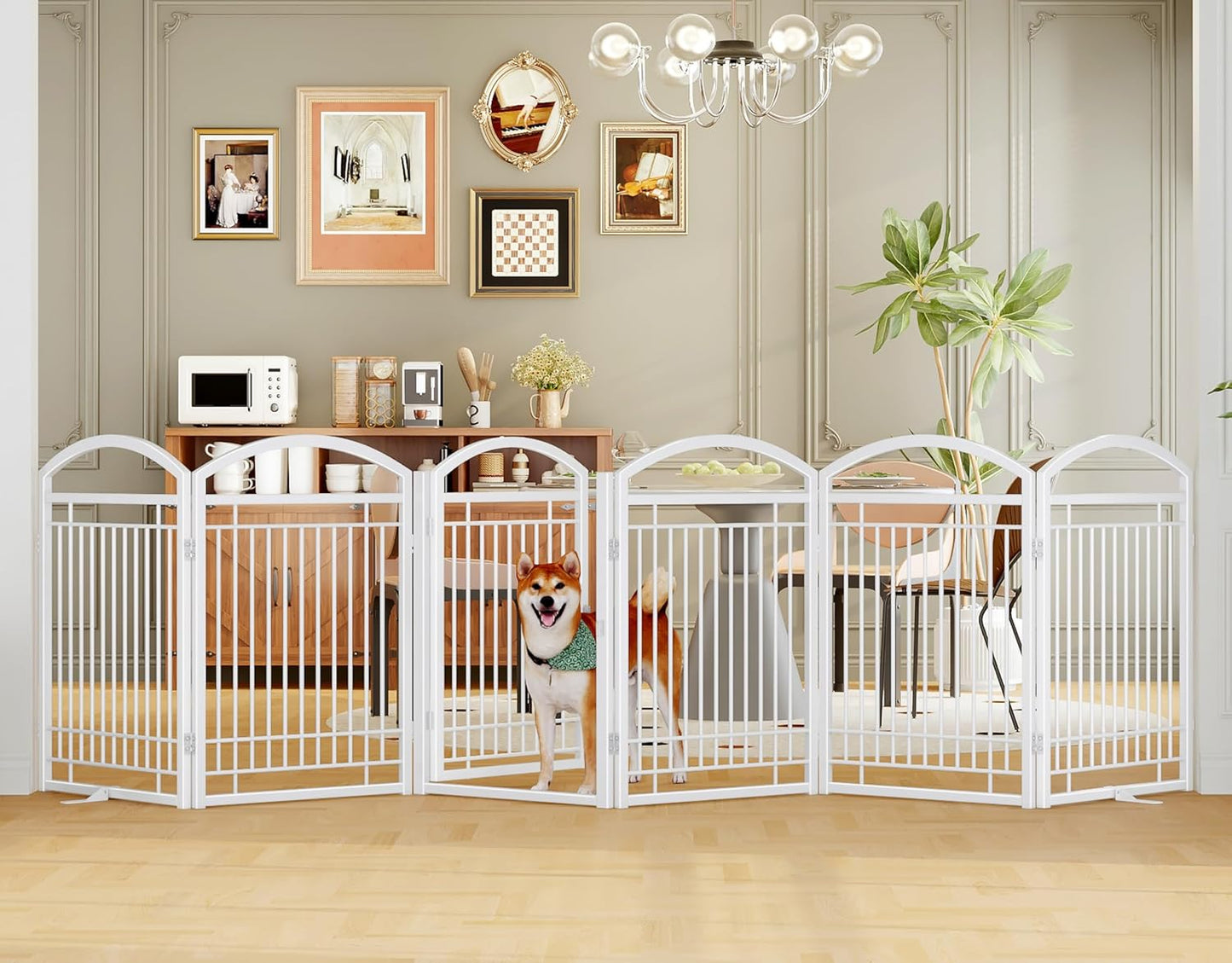 Folding No-Assembly Metal Freestanding Dog Gate with Door