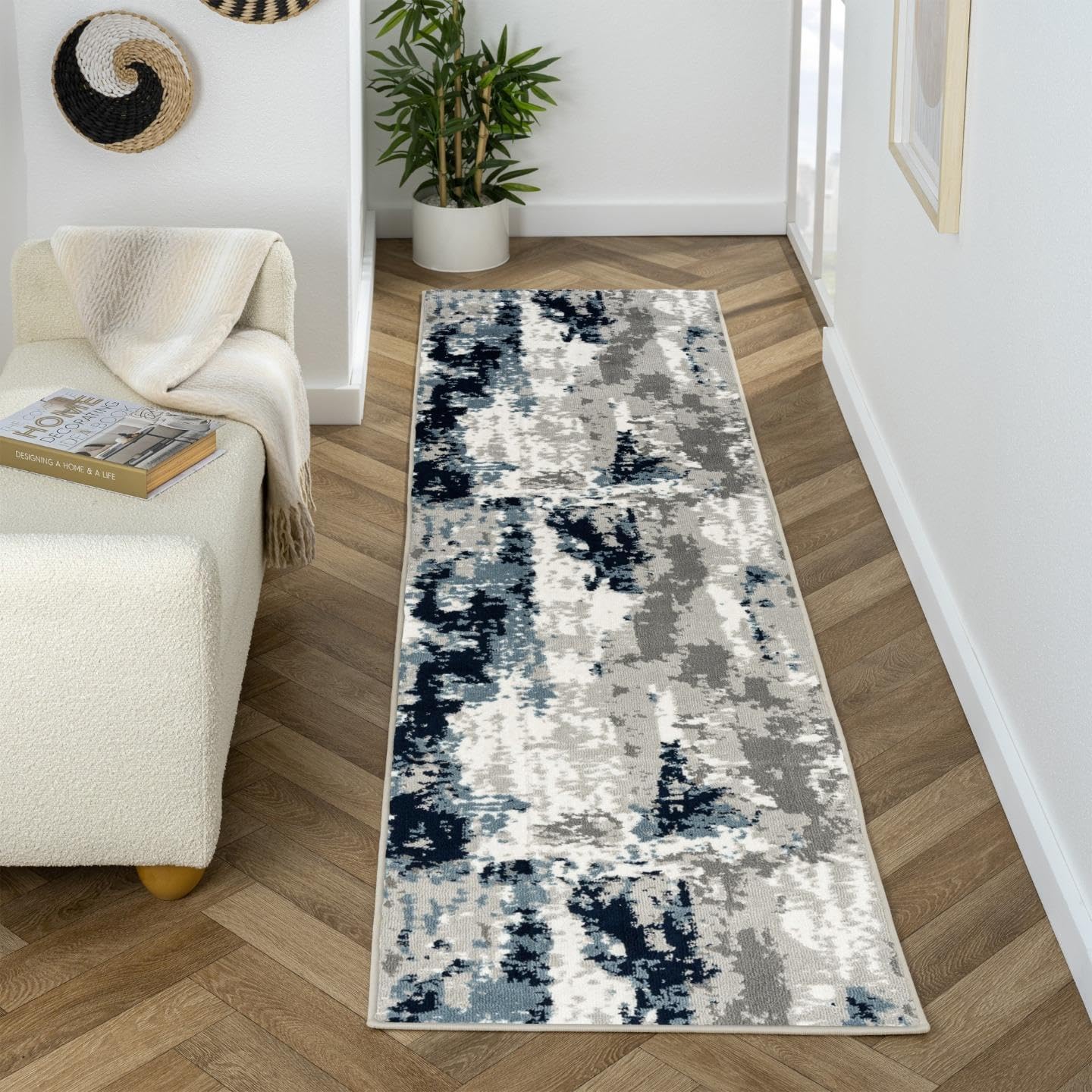 LUXE WEAVERS Kimberly Collection Ivory 2x7 Modern Abstract Rug