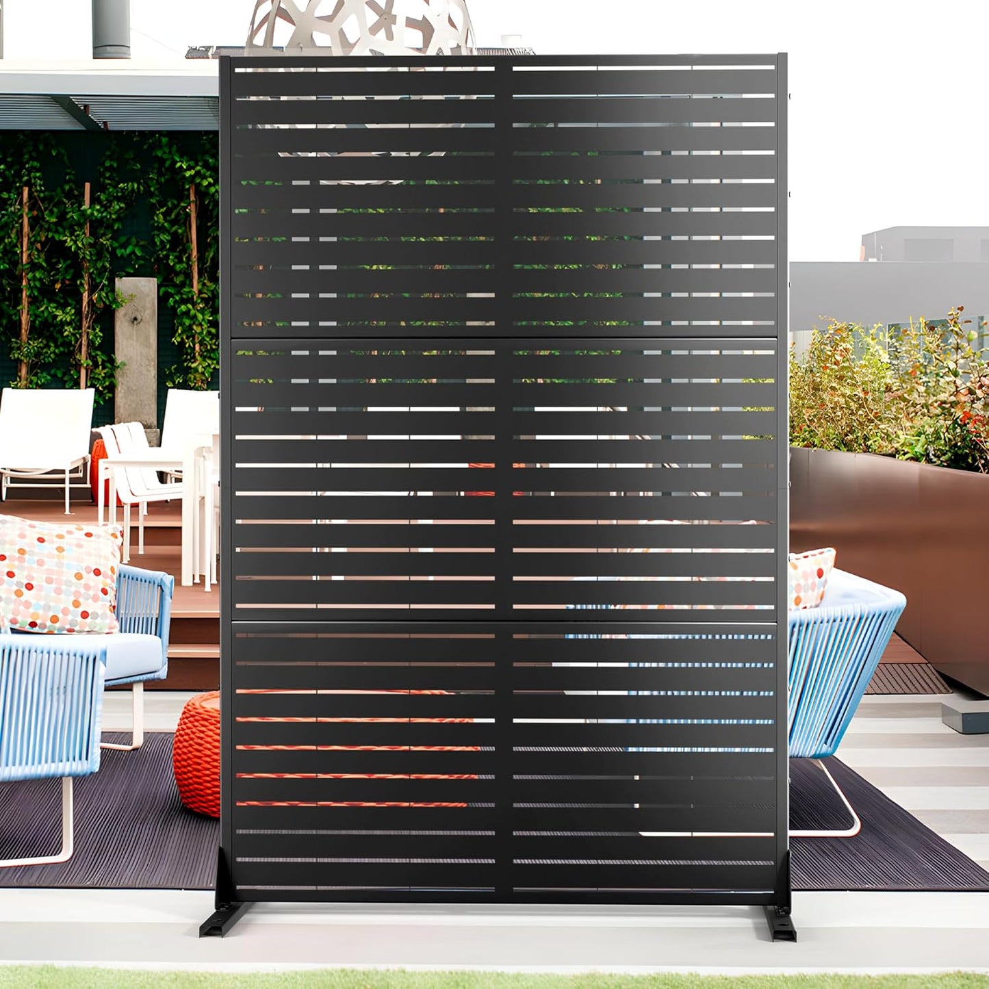 Metal Privacy Screen with Stand for Stylish Outdoor Spaces