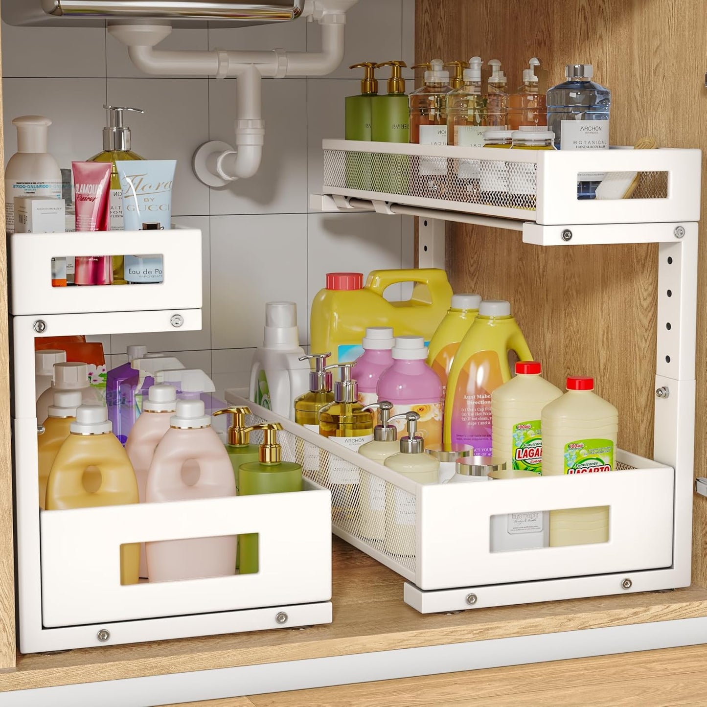 19IN Depth Under Sink Storage Organizer for Kitchen and Bathroom