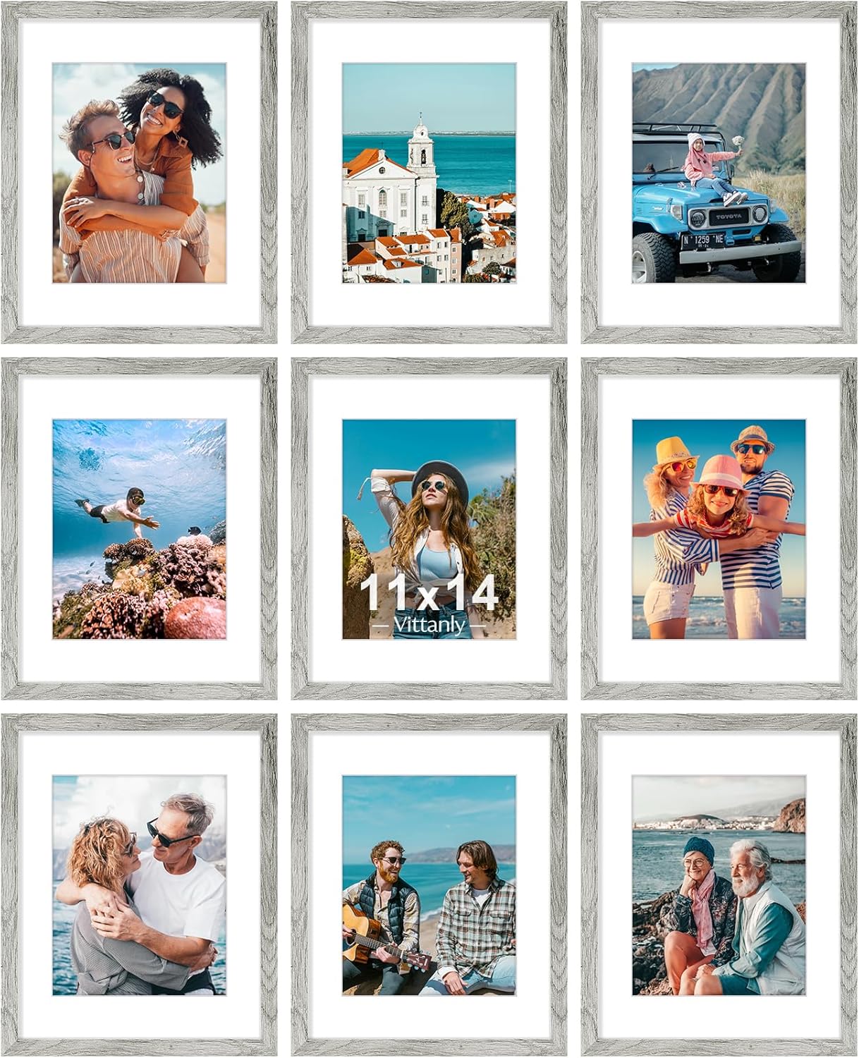 Vittanly 11x14 Picture Frames Set of 9 for Home Decor