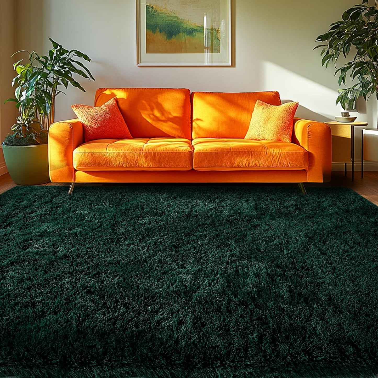 CAIYUECS Green Area Rug 5x8: Soft Shag Rug for Cozy Homes