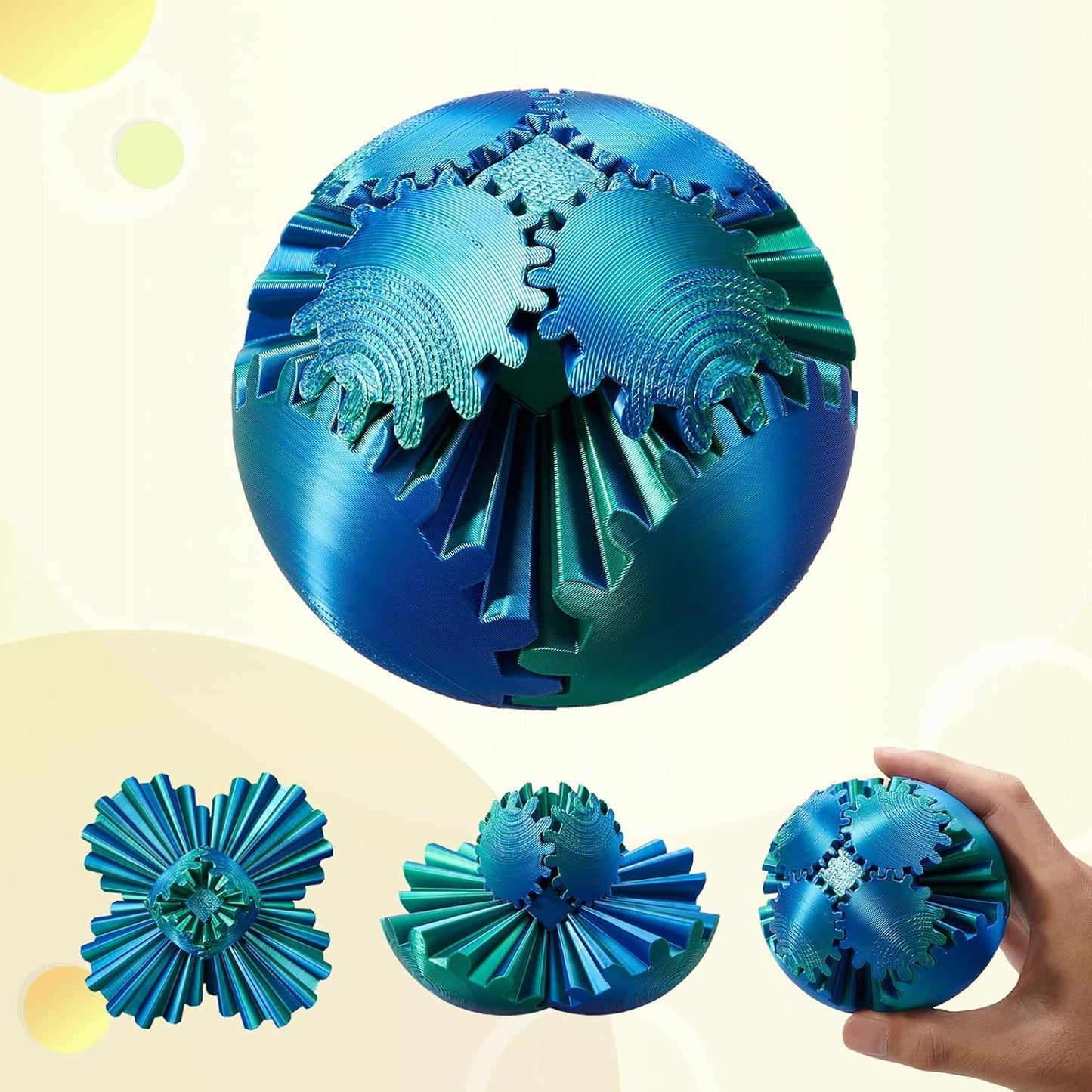 Stress-Relief Gear Ball Cube: Steampunk Spinning Toy (Blue)