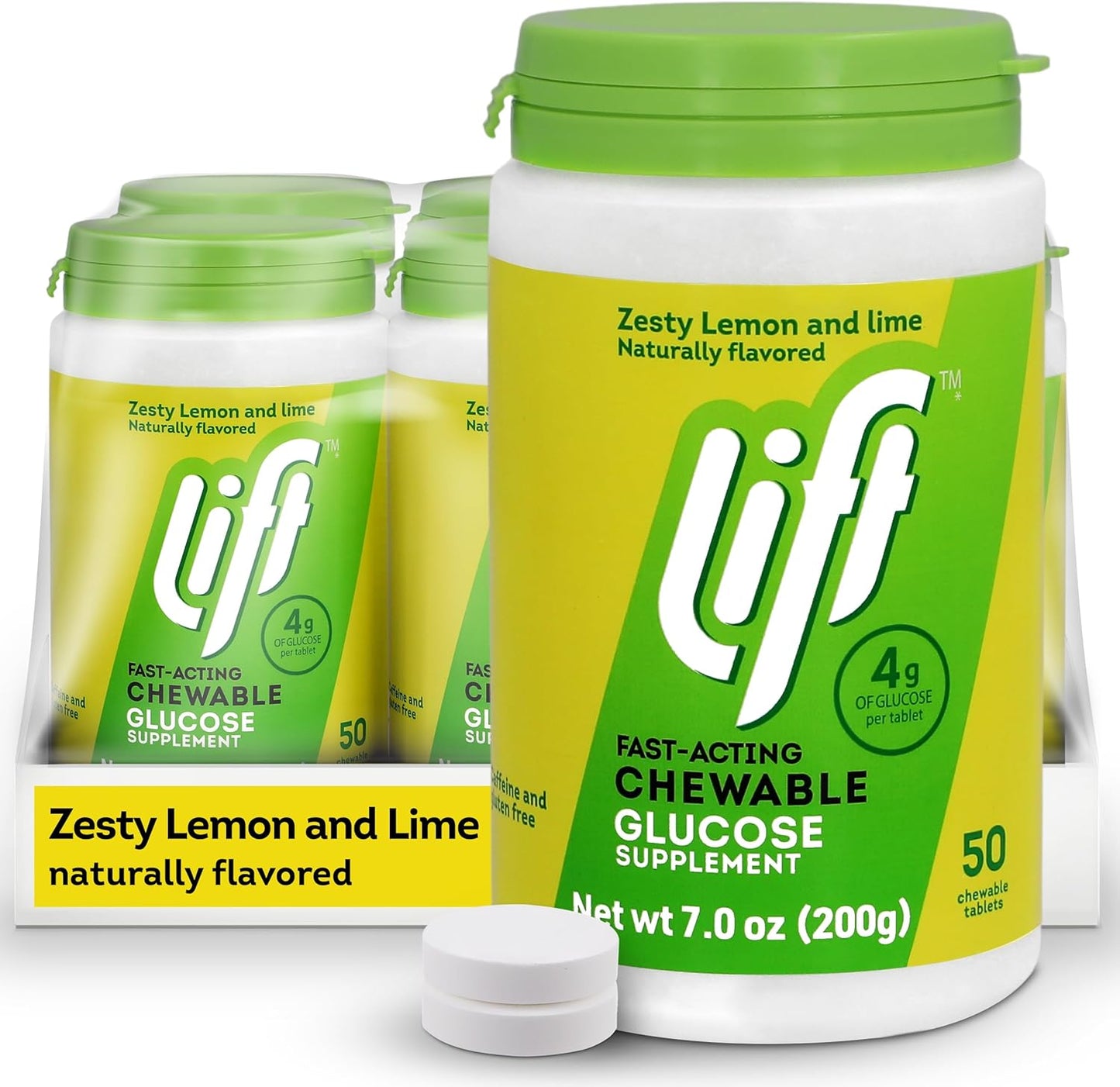 Lift Glucose Fast-Acting Chewable Energy Tablets, Lemon & Lime