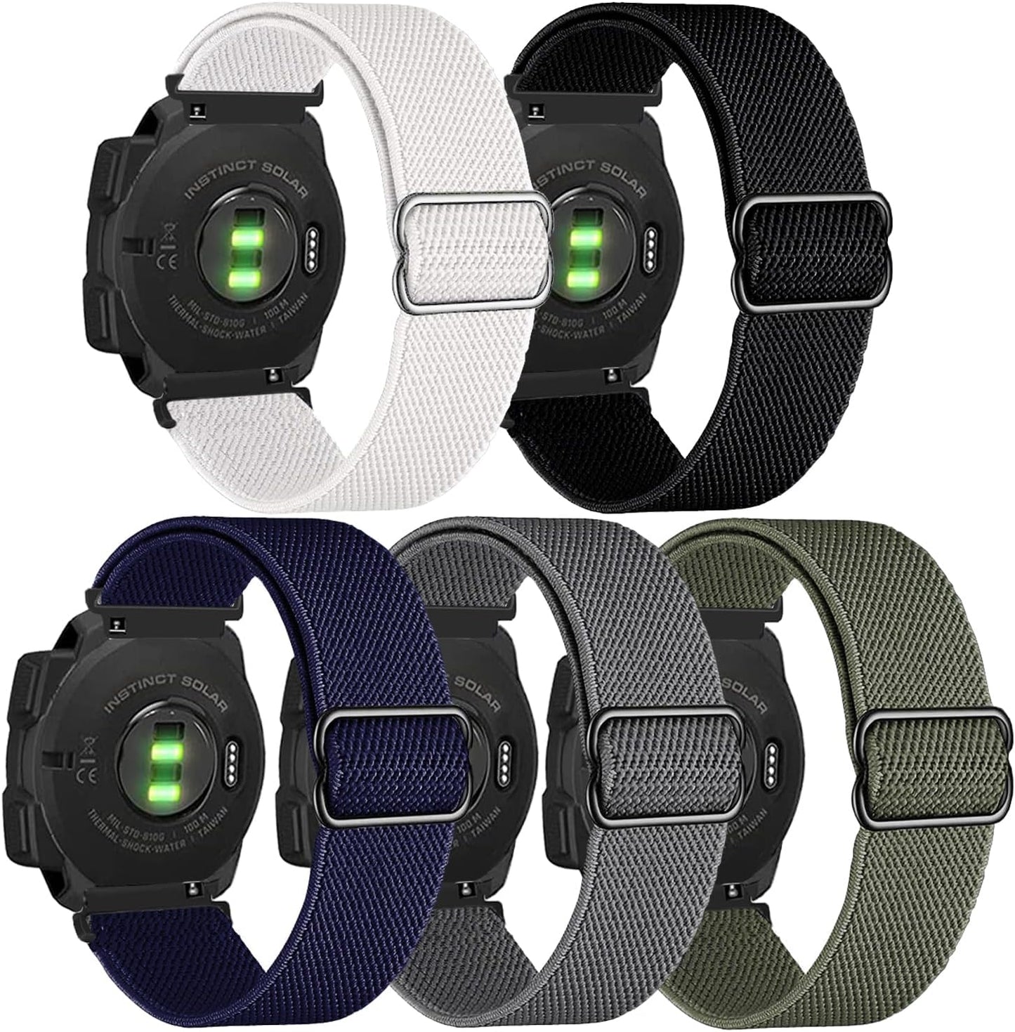 5 Stretchy Nylon Bands for Garmin Instinct - Breathable