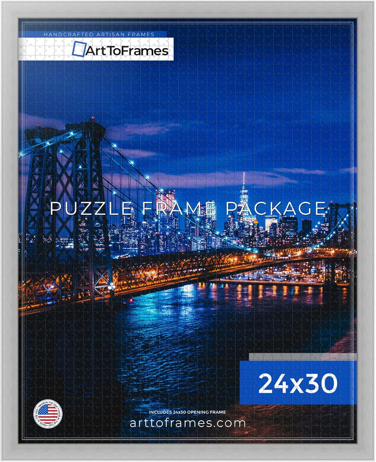 ArtToFrames 24x30 INCH Silver Frame for 1000 Piece Puzzles