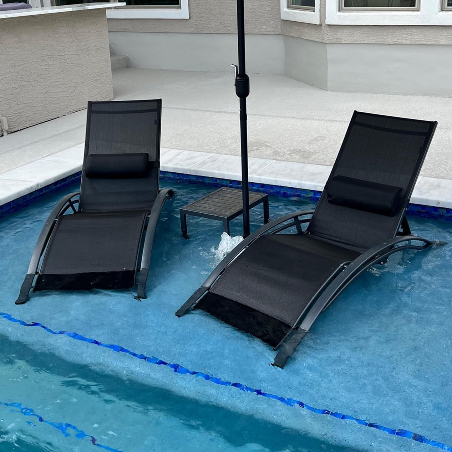 PURPLE LEAF Outdoor Lounge Chair Set of 3 for Poolside Relaxation