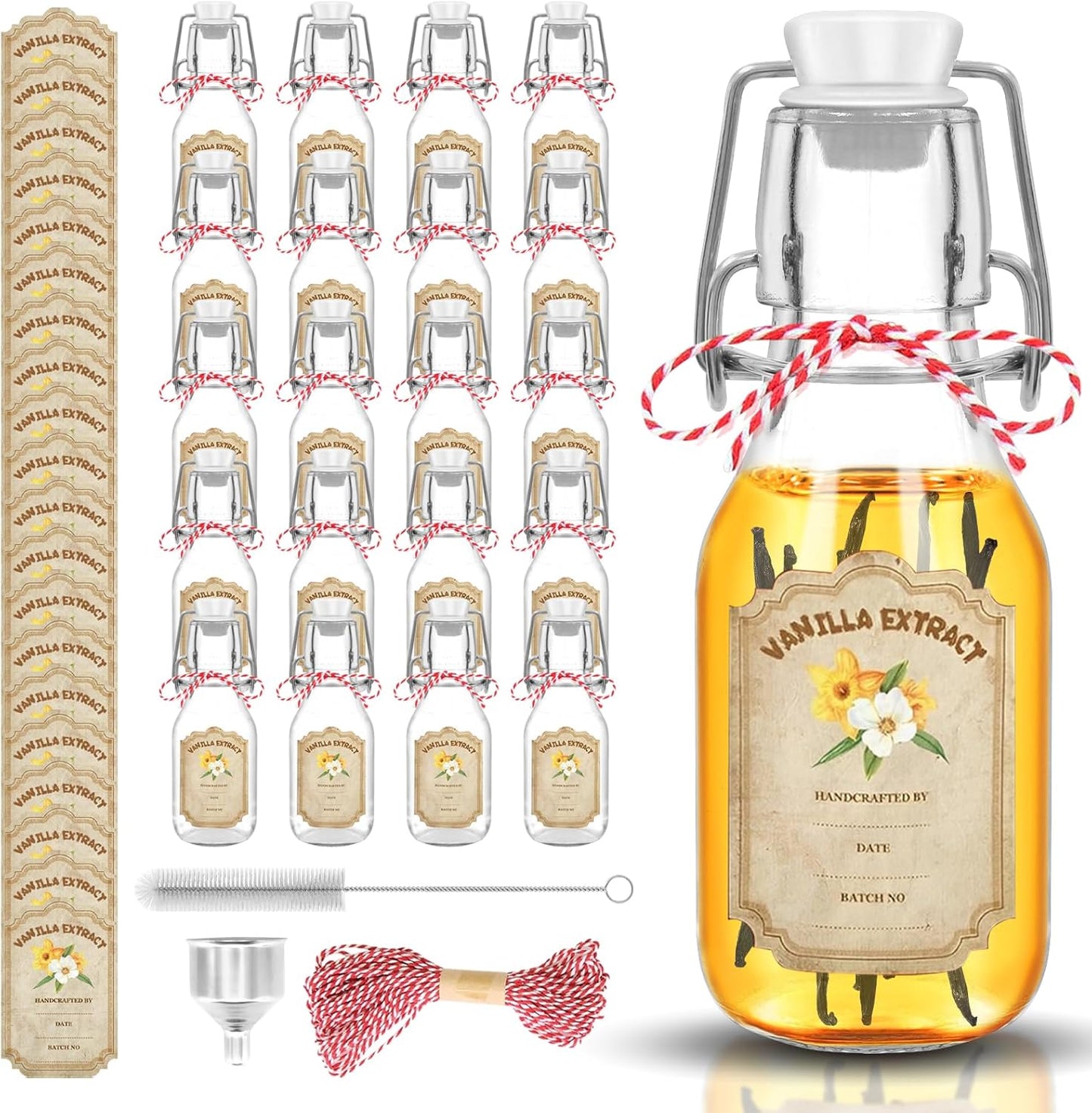 20 Pack Swing Top Glass Bottles for Vanilla Extract Storage