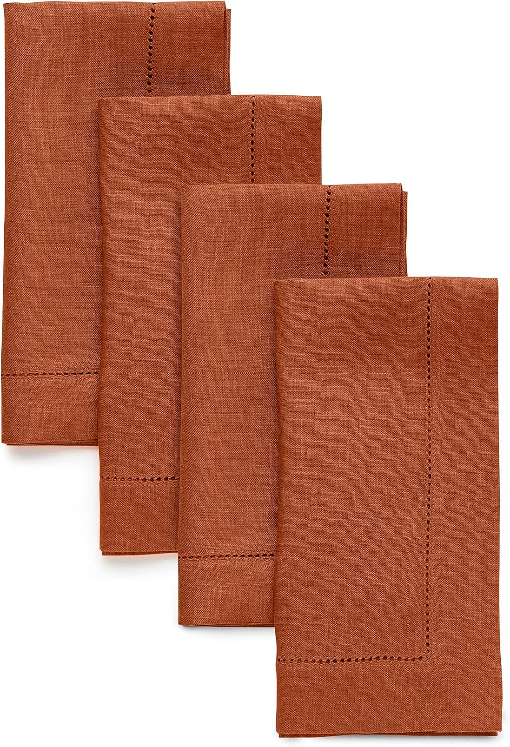Classic Hemstitch Linen Napkins Set of 4 for Stylish Dining