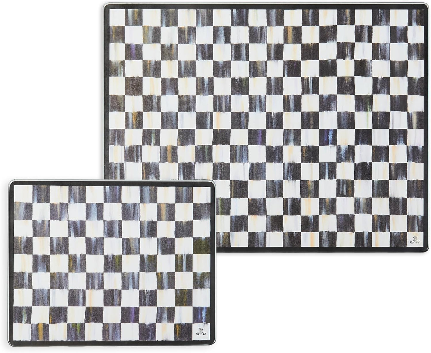 Tempered Glass Cutting Board Set of 2 in Courtly Check Design