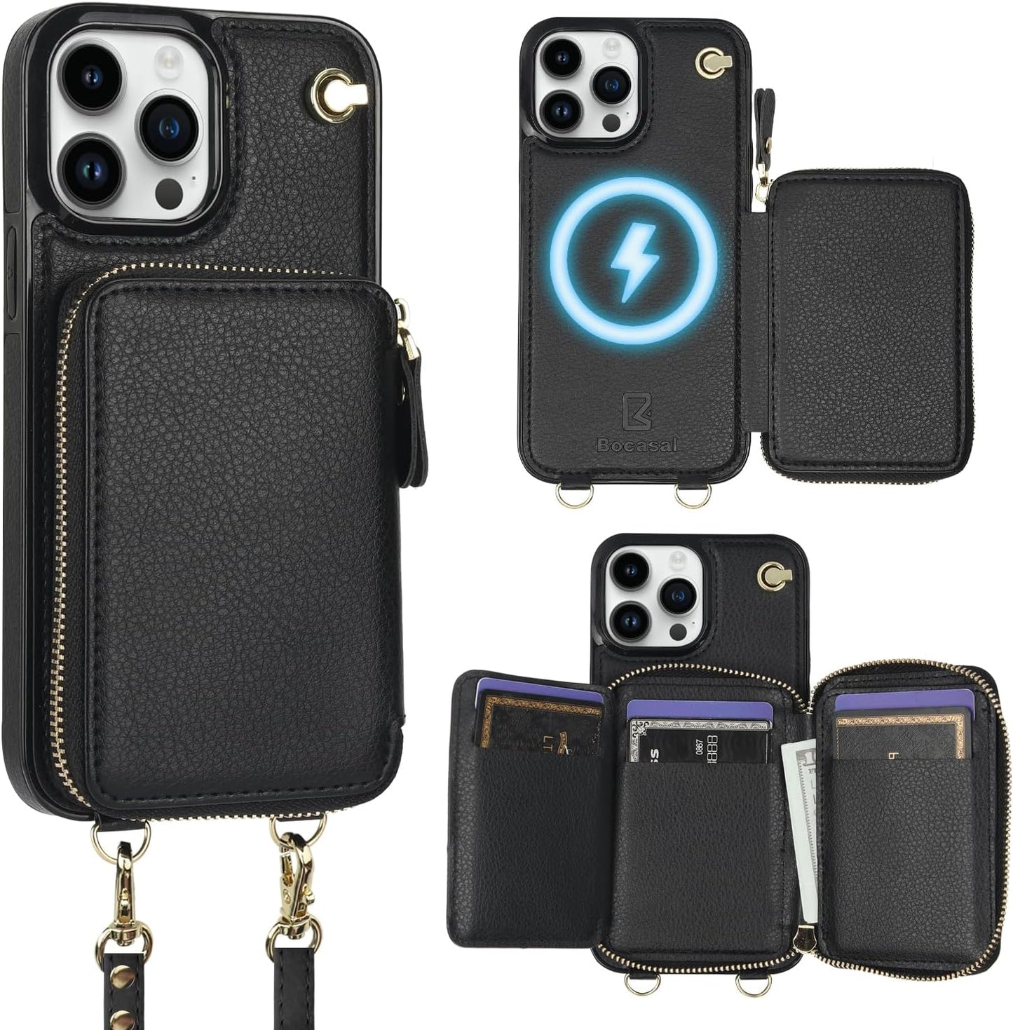 Bocasal MagSafe Crossbody Wallet Case for iPhone 13 Pro Max