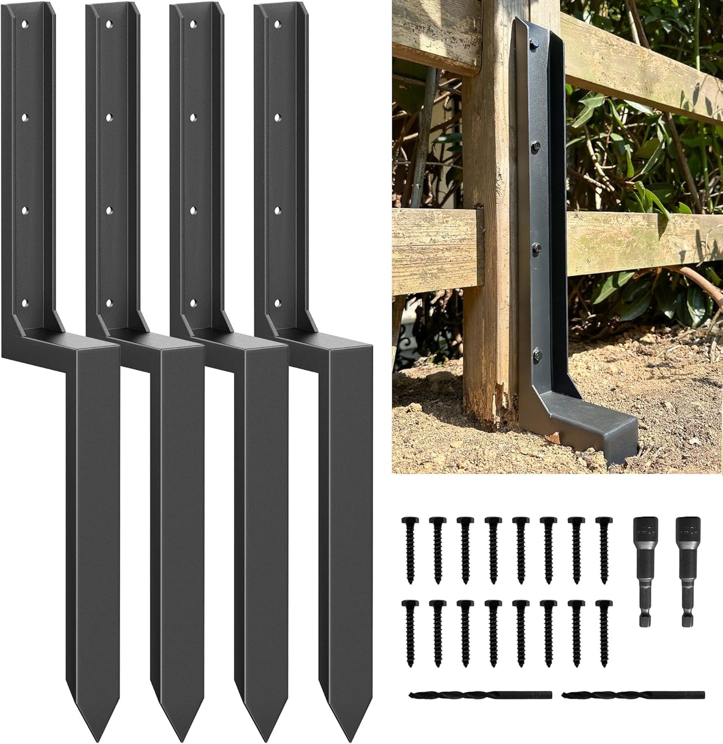 Fence Post Repair Kit for Quick Fix of Leaning Wood Posts