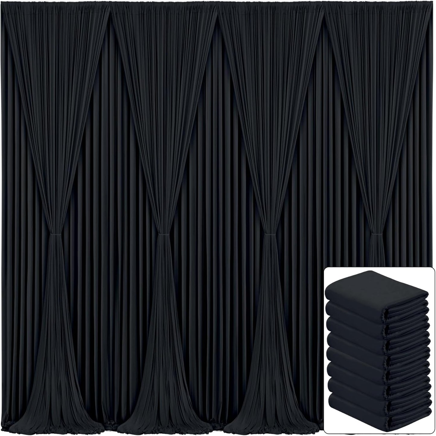 8 Panels Black Backdrop Curtain for Elegant Party Decor
