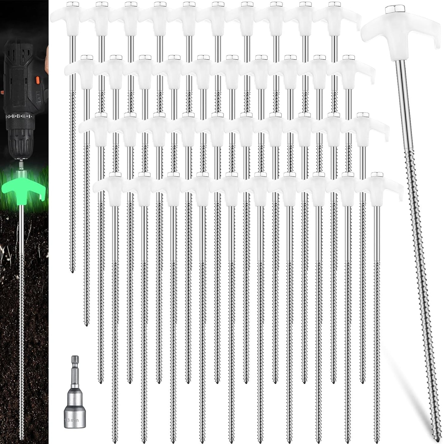 Hicarer 40 Pcs 12 Inch Tent Stakes for Camping and Garden Use