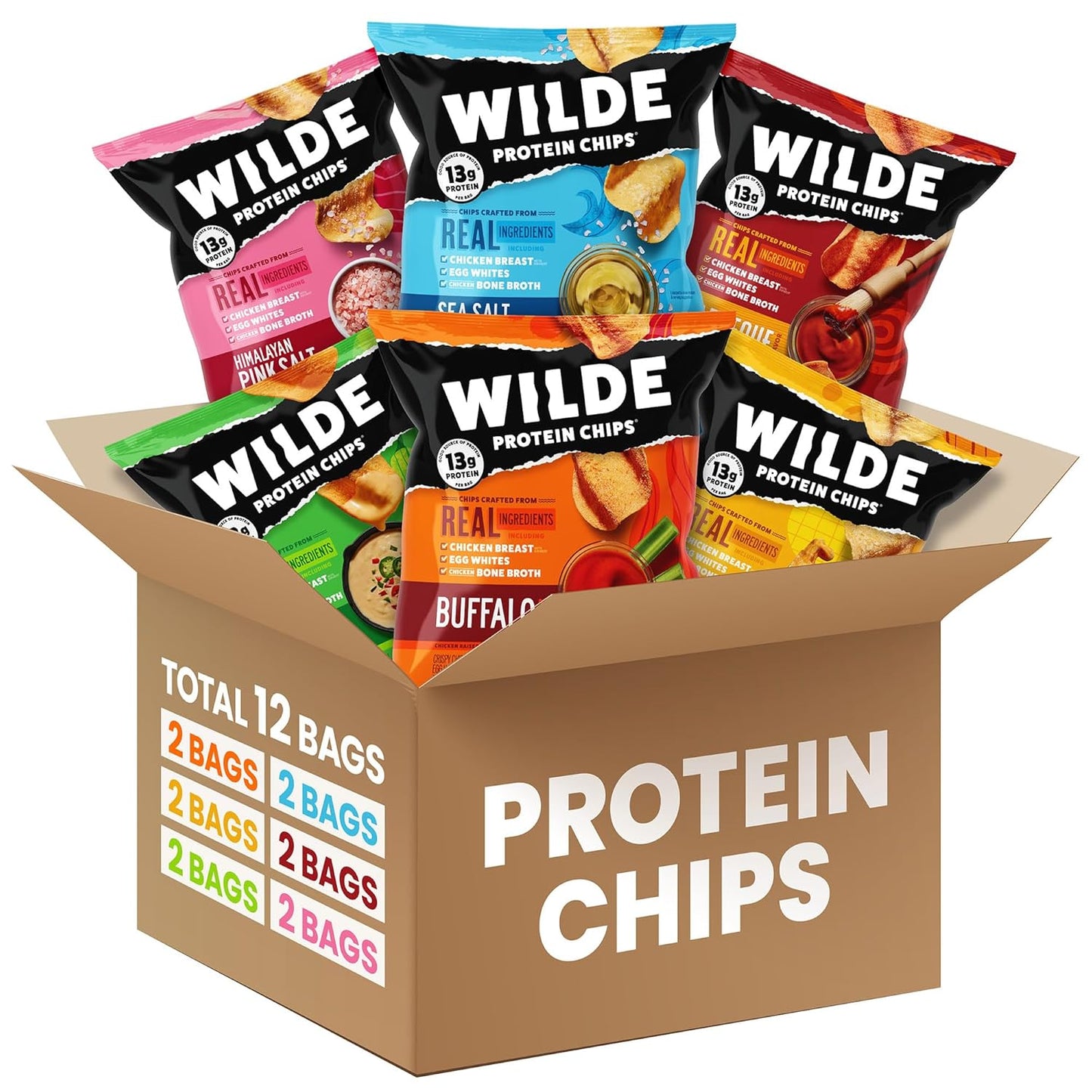 WILDE Protein Chips Variety Pack - High Protein Keto Snacks