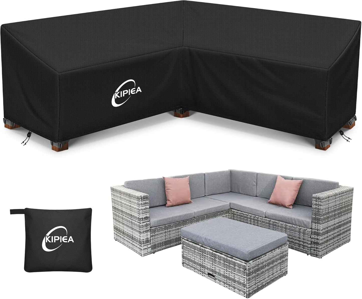 Kipiea Patio V-Shaped Sectional Sofa Cover for Ultimate Protection