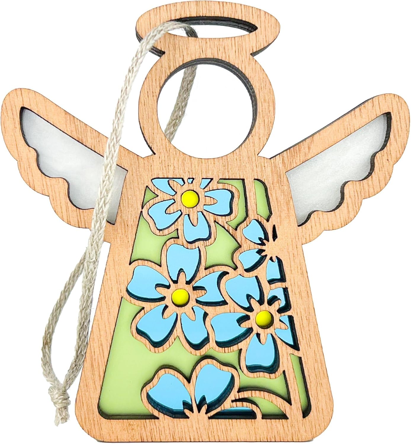 Blue Forget-Me-Not Sympathy Gifts - Handmade Angel Wings Ornament