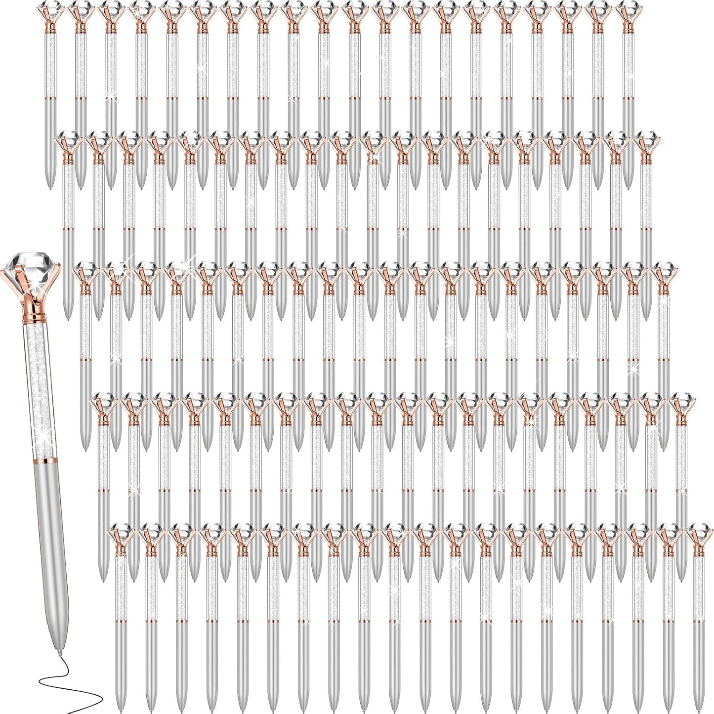 100 Pack Big Crystal Diamond Pens for Office and Gifts