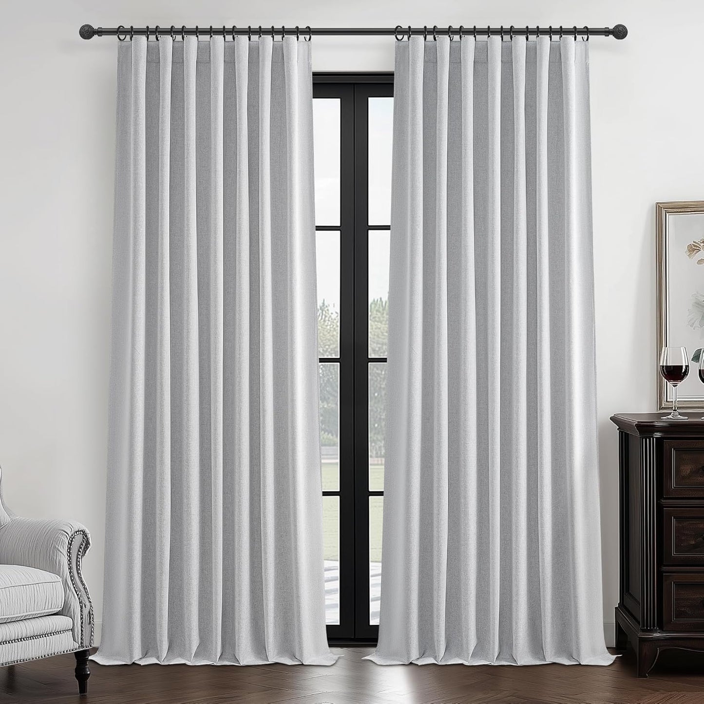 Light Grey Blackout Curtains 102 Inch Length for Modern Rooms