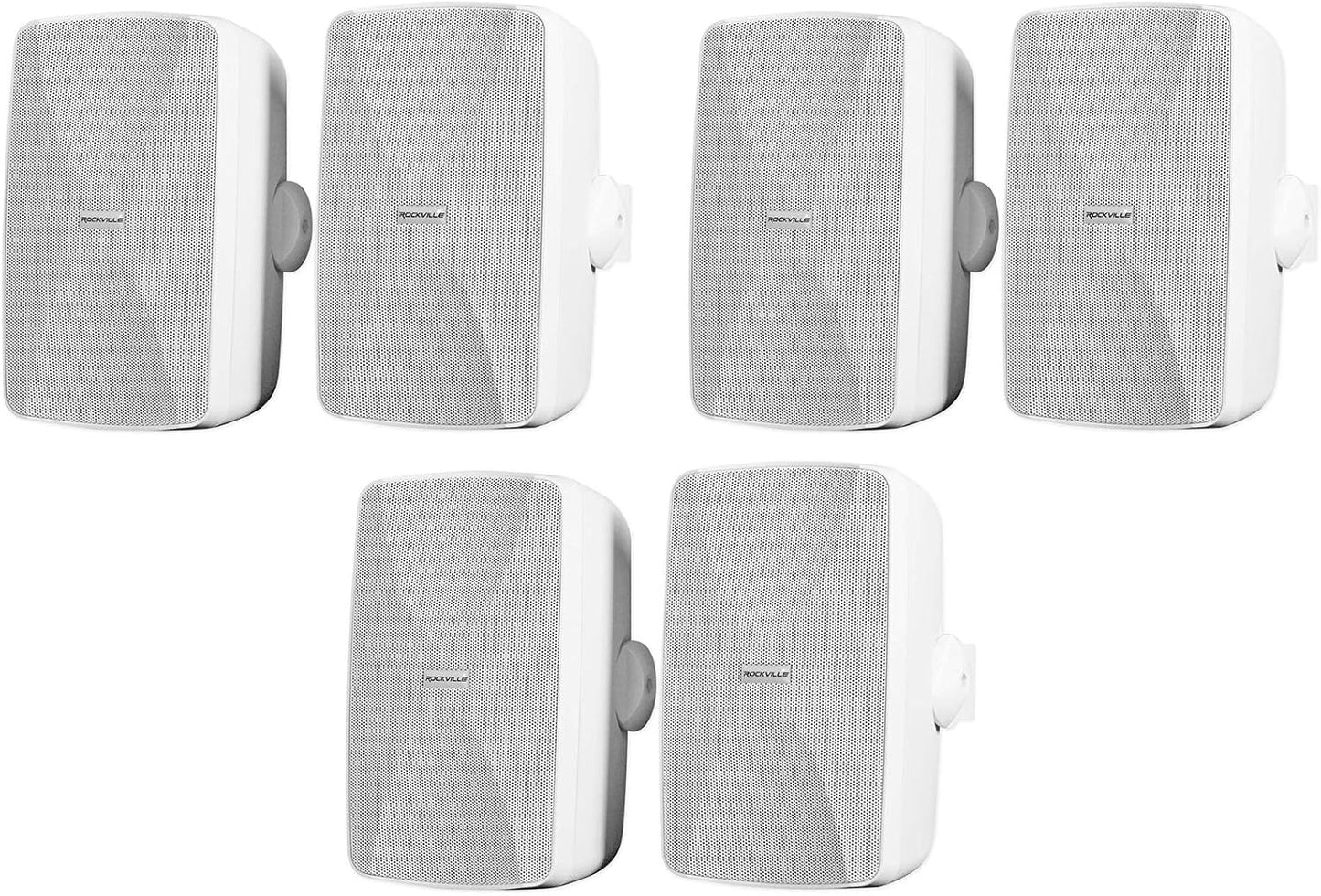 Rockville (6) 70V Wall Speakers - Indoor/Outdoor White