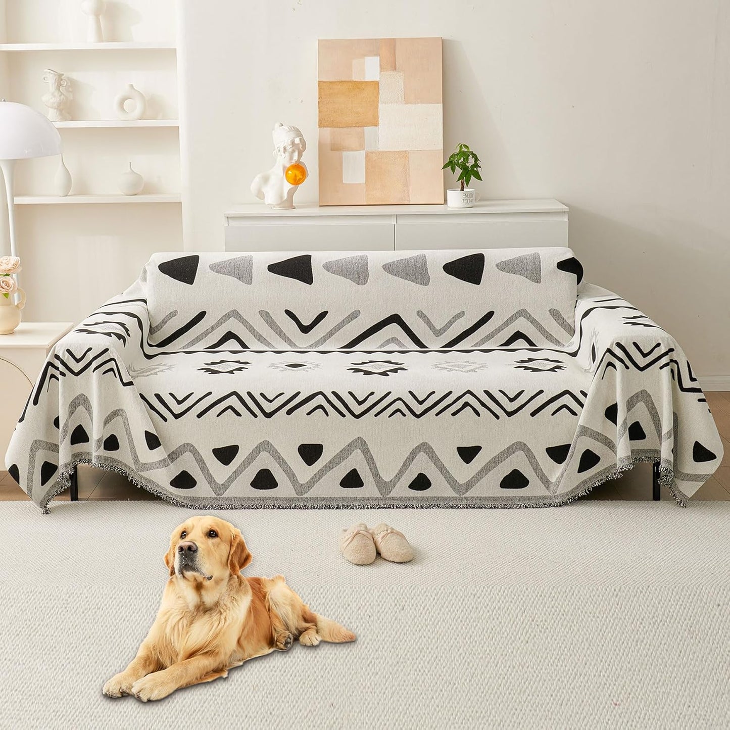 HAOMAIJIA Non Slip Couch Cover for 3 Cushion Sofa Protector