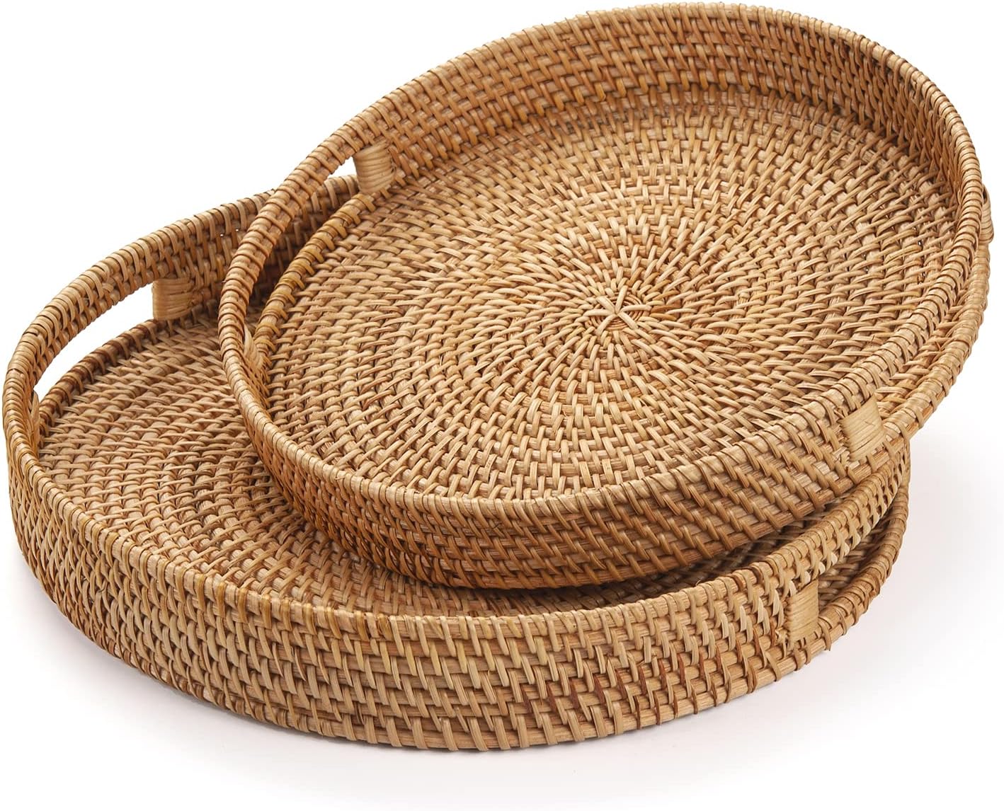 Rattan Round Serving Tray for Elegant Home Decor and Utility