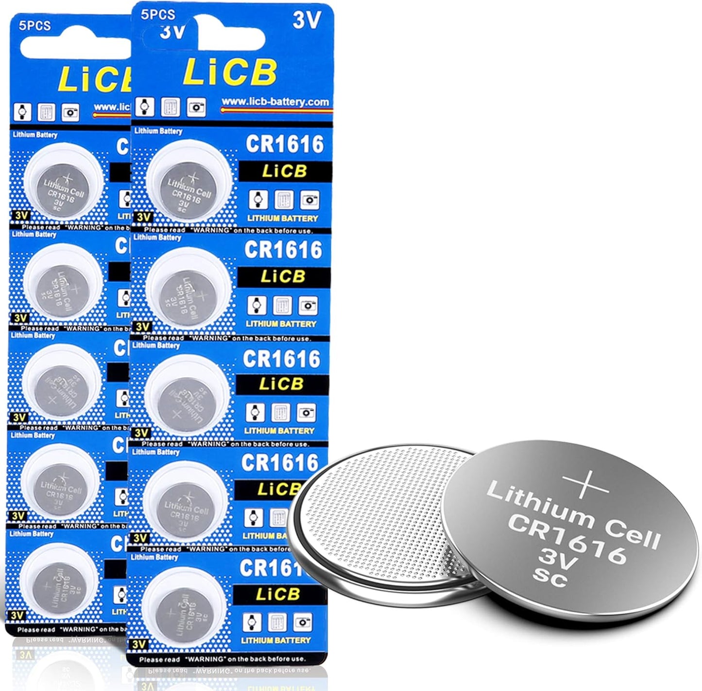 LiCB 10 Pack CR1616 3V Battery Bundle