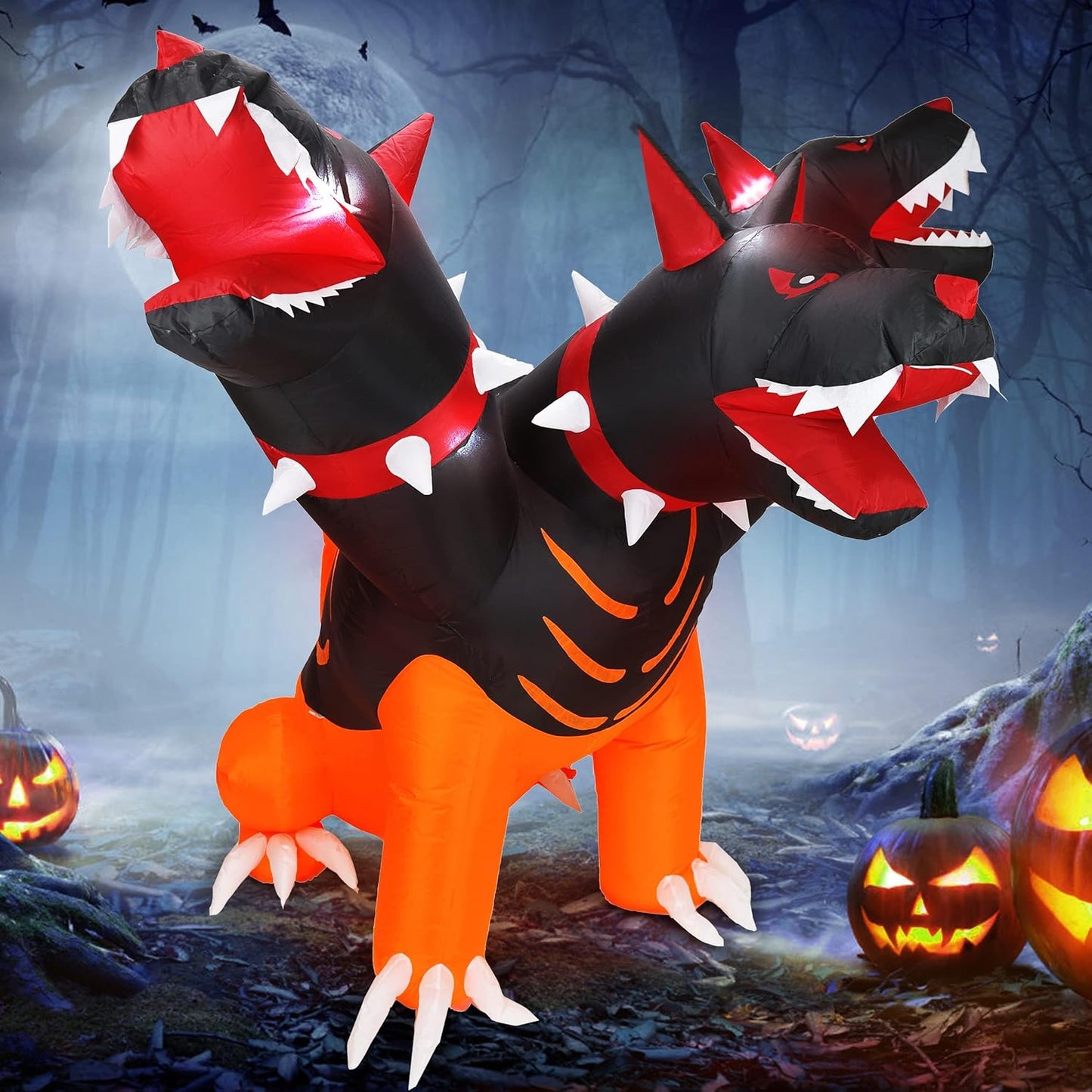 6FT Halloween Inflatable Fierce Cerberus with LED Lights