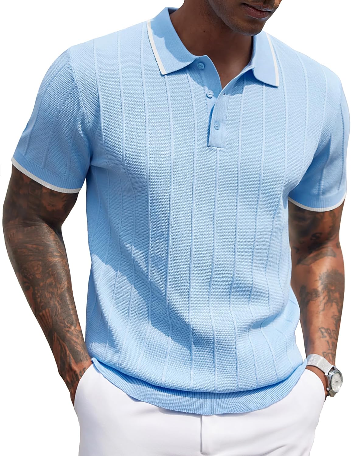Stylish COOFANDY Mens Knit Polo Shirts for Casual Golf Wear