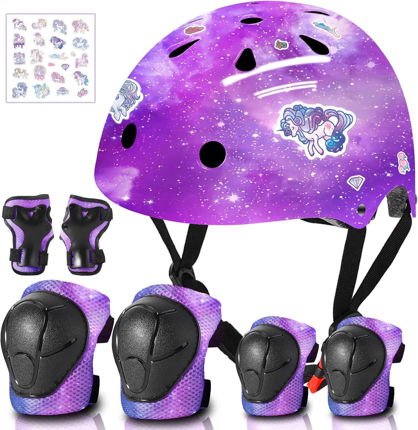 Adjustable Gradient Color Kids Bike Helmet with Protective Gear