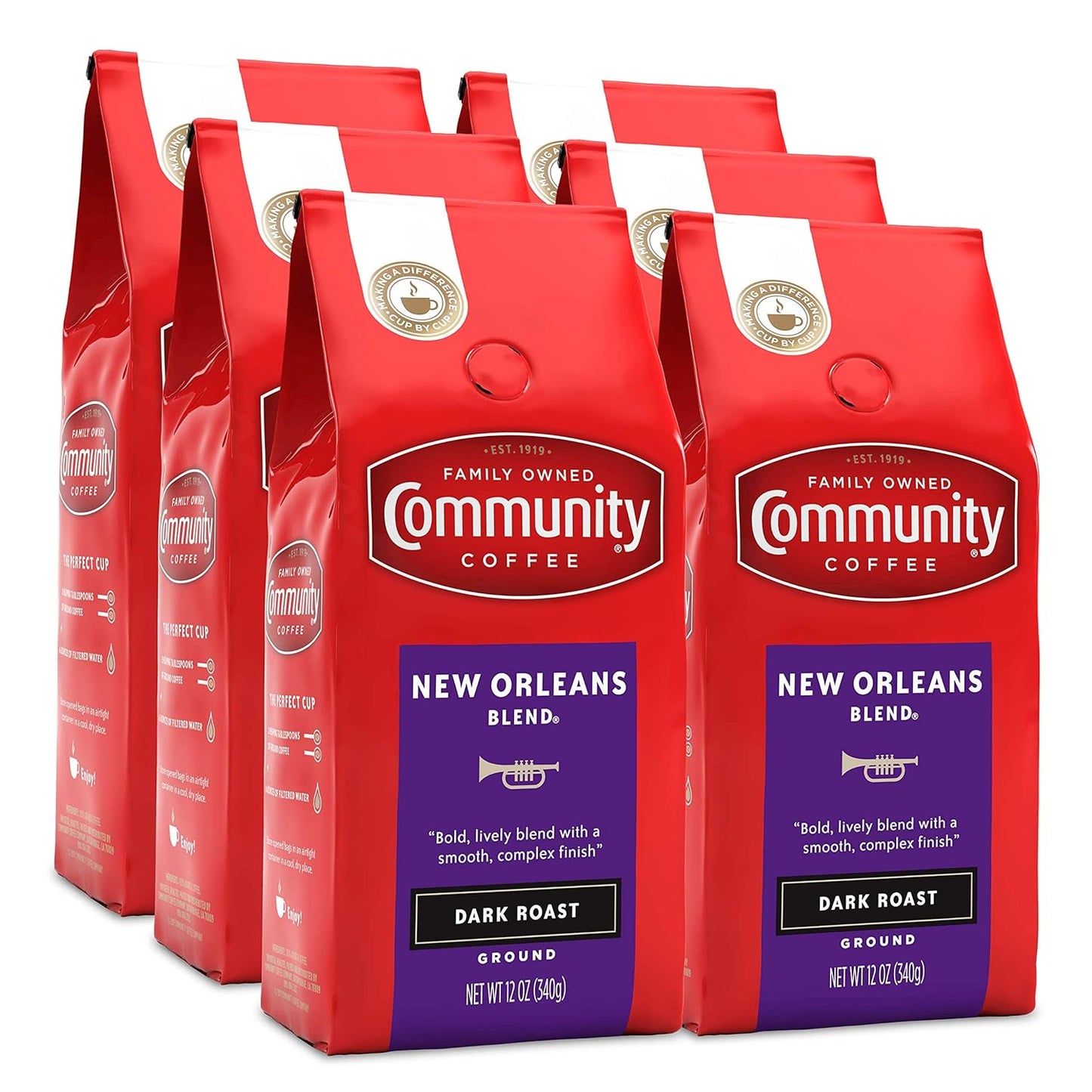 New Orleans Blend Community Coffee, Rich Dark Roast, 72oz (6 Pack)