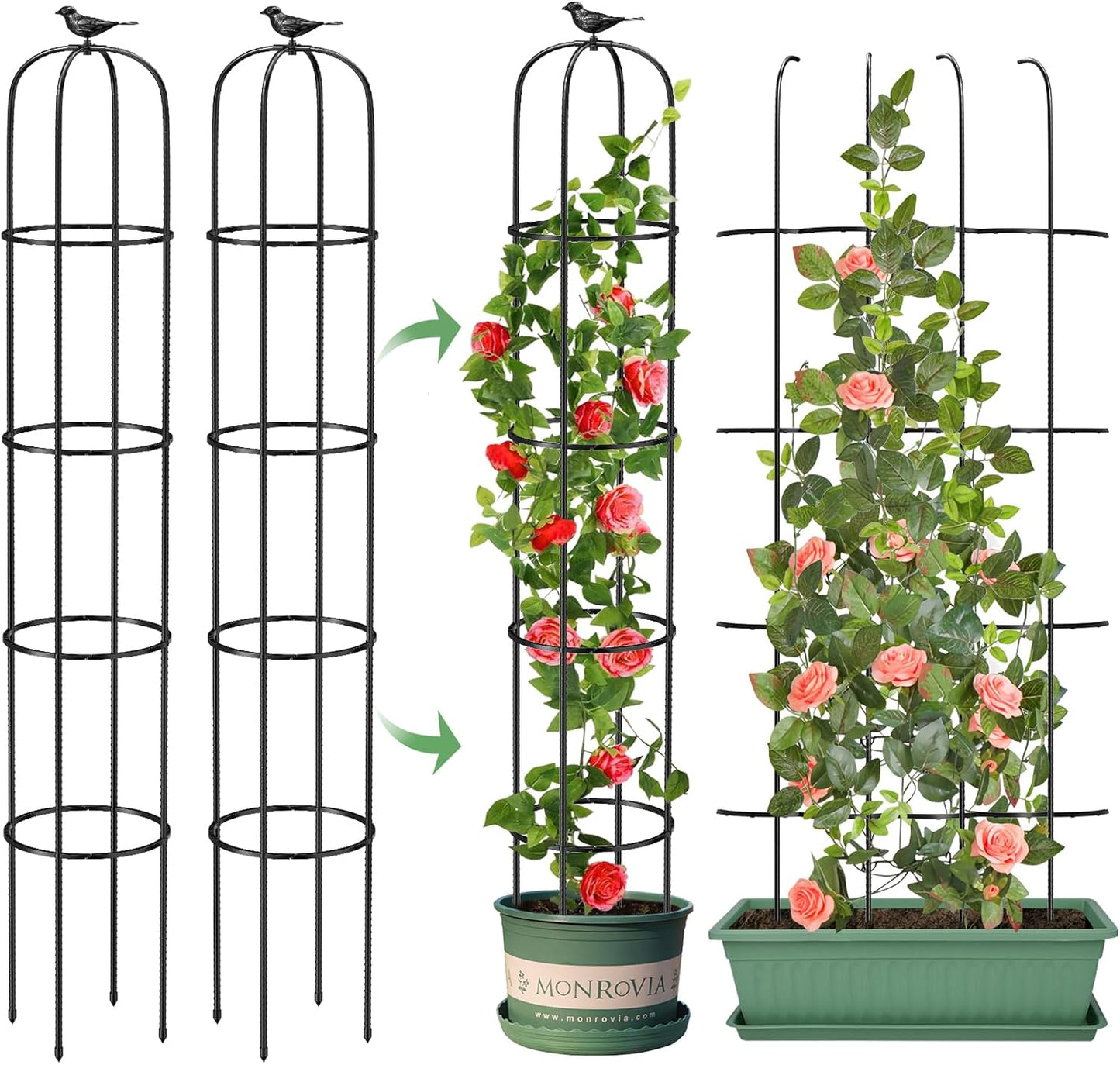 Tower Obelisk Garden Trellis for Climbing Plants, 73.6in Support