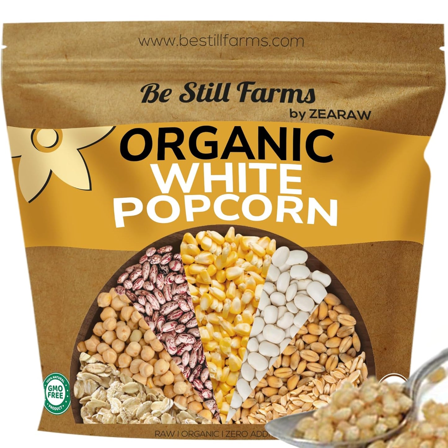 Be Still Farms Organic White Popcorn Kernels for Healthy Snacking