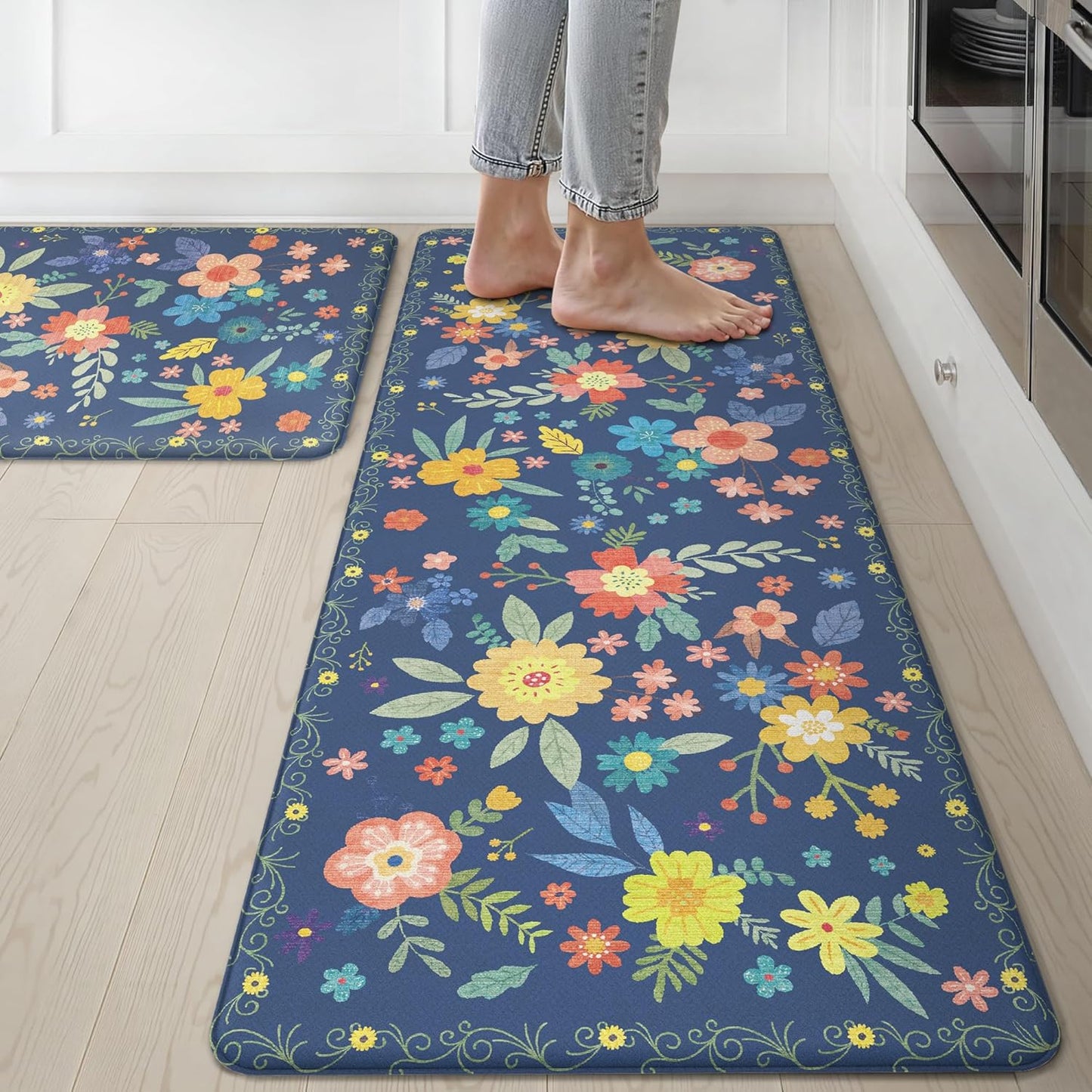 GENIMO Kitchen Mats for Floor 2PCS, Cushioned Anti-Fatigue Rugs