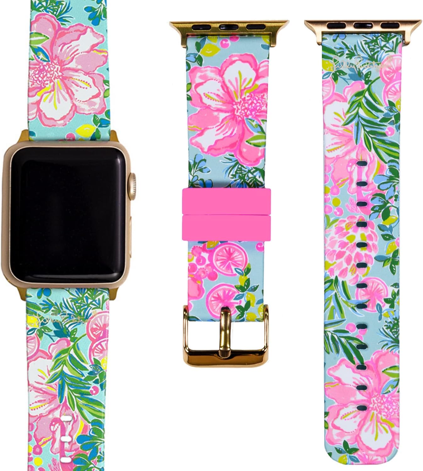 Lilly Pulitzer Silicone Apple Watch Band for Women, Fruity Flamingo