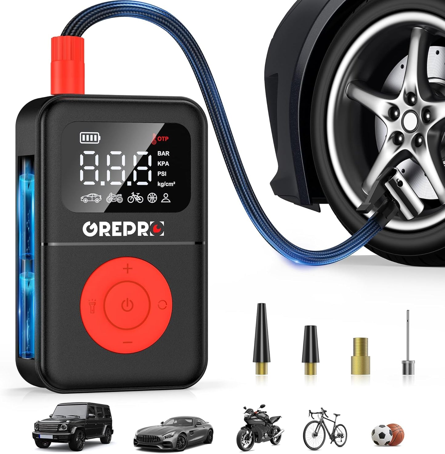 GREPRO Portable Air Compressor: 3X Faster Inflation!