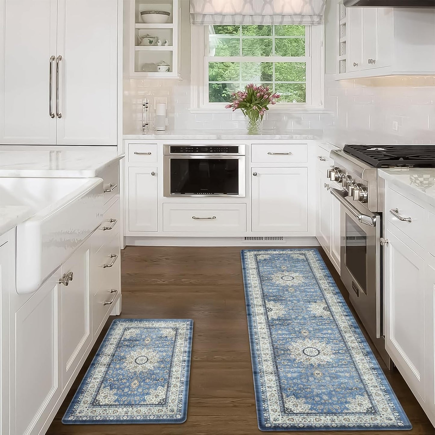 Collive Boho Kitchen Mat Set - Cushioned Anti Fatigue Rug 2 Piece
