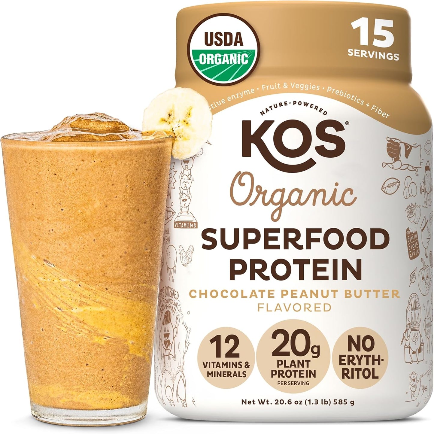 KOS Organic Plant Based Protein Powder - Delicious Vegan Blend