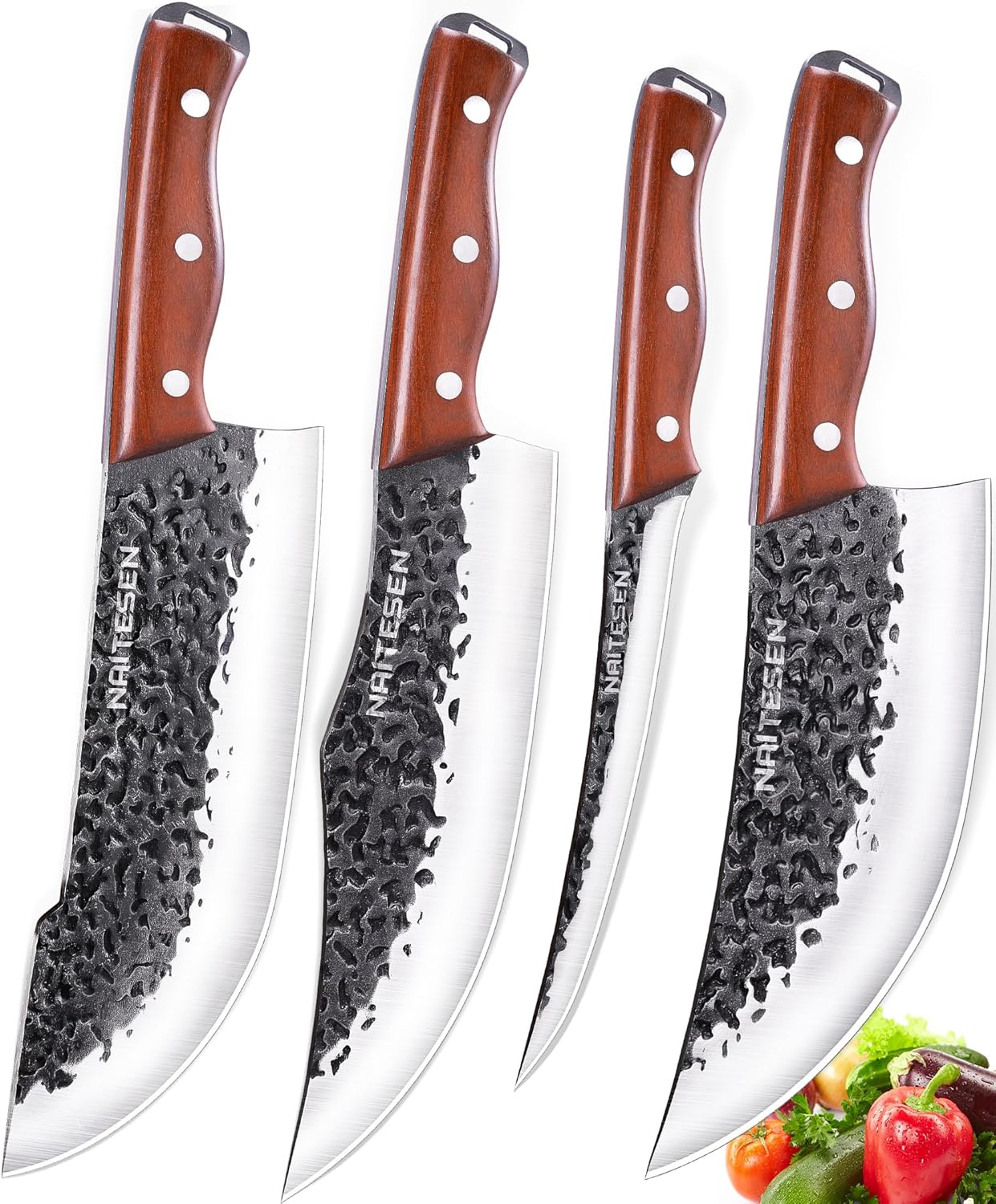 4PCS Butcher Knife Set for Meat Cutting and Cooking Gifts