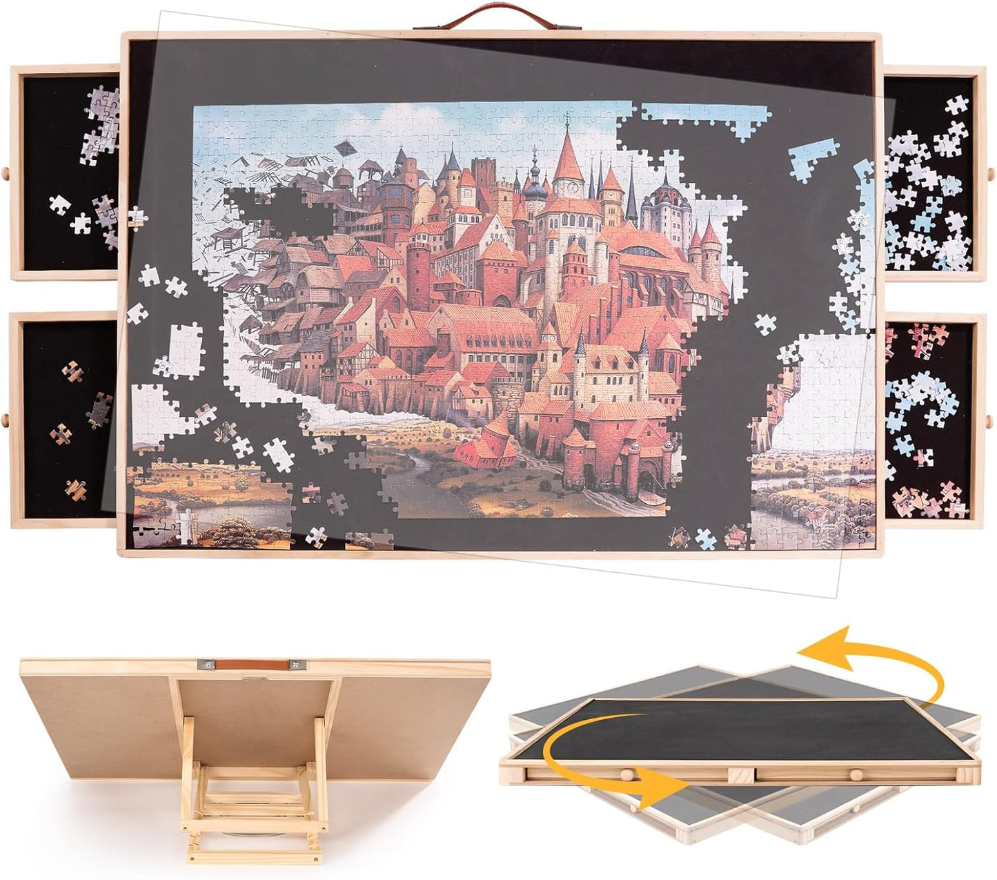 1500 Pieces Rotating Puzzle Board with Tilting and Cover