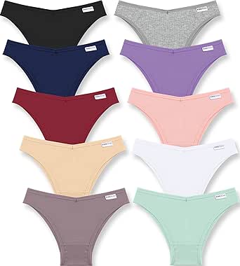 FINETOO Cotton Rib Cheeky Panties for Women - 10 Pack Lingerie
